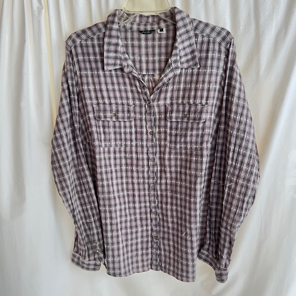 Eddie Bauer Long Sleeve Dolby Plaid Blouse Plus Size 1X Two Front Button…